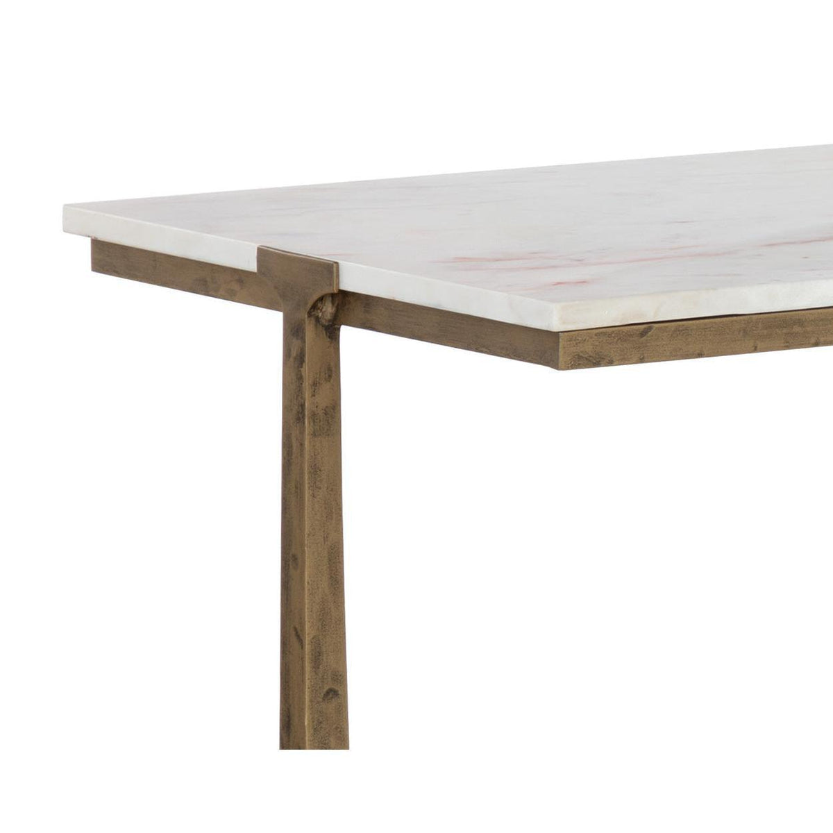 Cowell Antique Brass & Marble Console Table - Table Side View | Bone & Brass