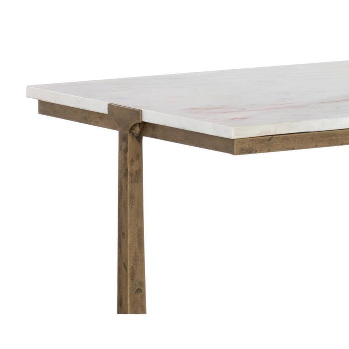 Cowell Antique Brass & Marble Console Table - Table Side View | Bone & Brass