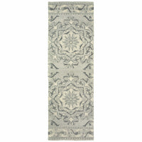Craft Heathered Gray & Ivory Casual Rug, 100% natural undyed wool, hand-tufted, rustic floral design.