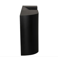 Craftor Black Console Table, industrial steel with matte black finish, modern curved design.