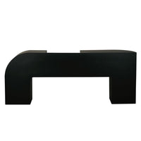 Craftor Black Console Table, 75"W industrial steel with matte black finish and modern curved design.