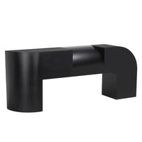 Craftor Black Console Table, 75"W industrial steel with matte black finish, modern geometric design.