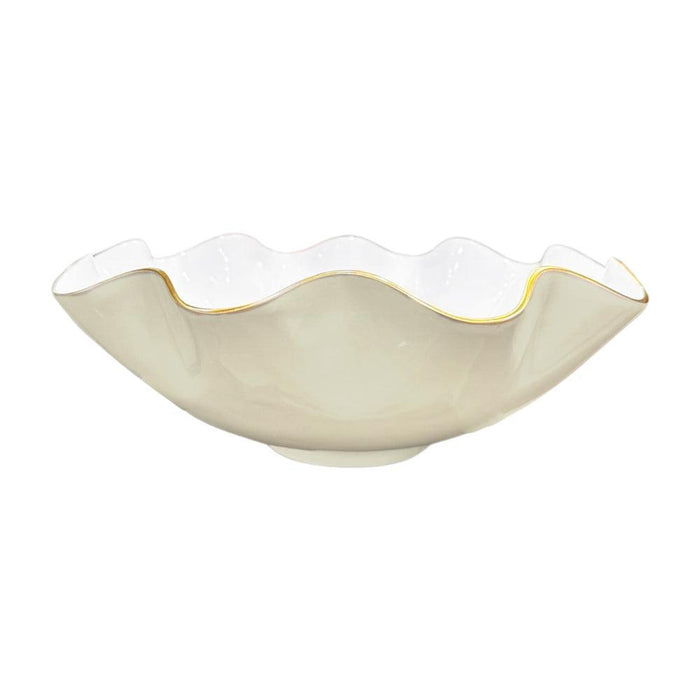 Cream & White Carola Extra Large Serving Bowl | Bone & Brass