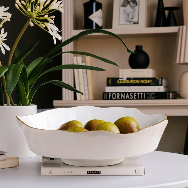 Cream & White Dakota Large Bowl - Bowl Detail | Bone & Brass