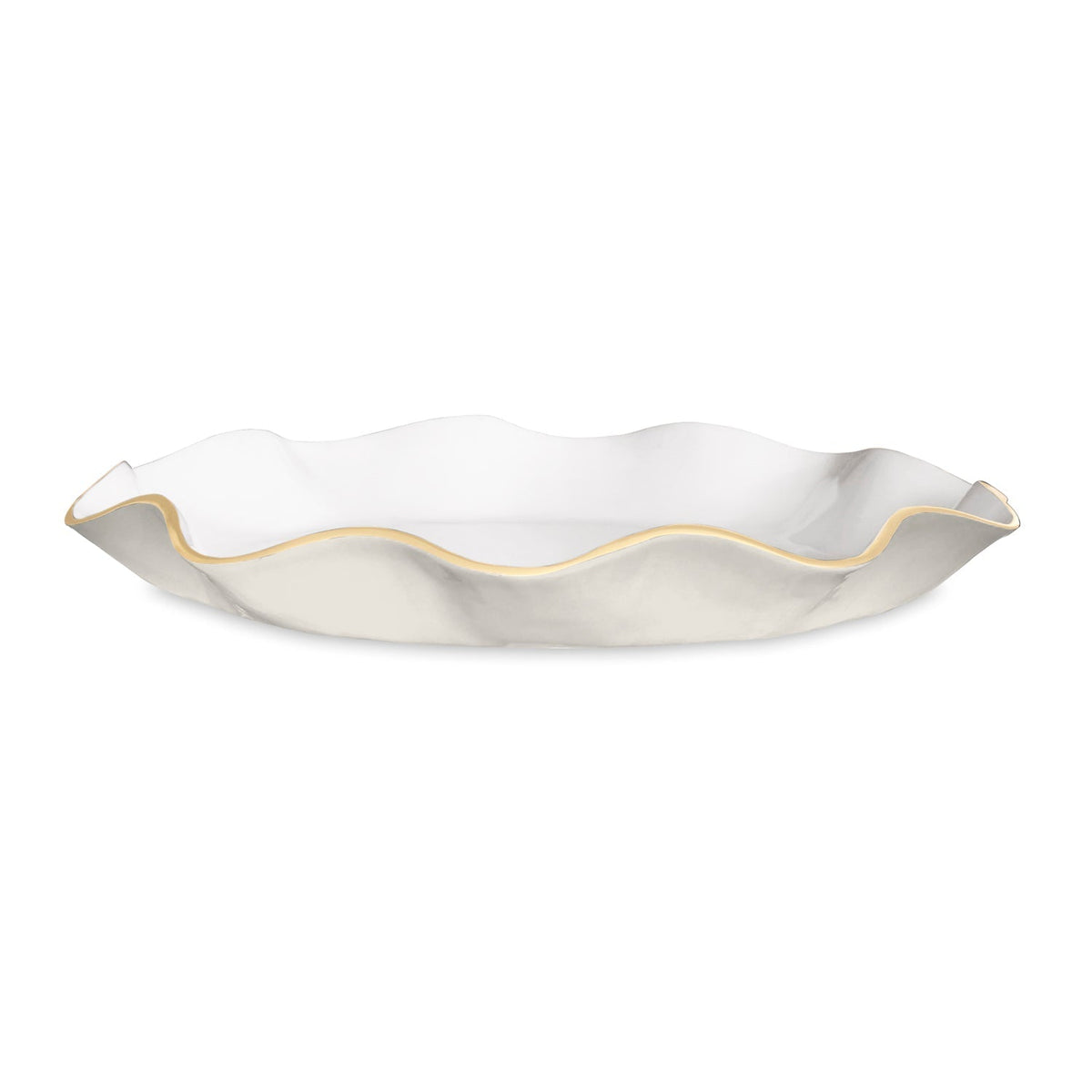 Cream, White & Gold Carola Large Round Serving Platter | Bone & Brass