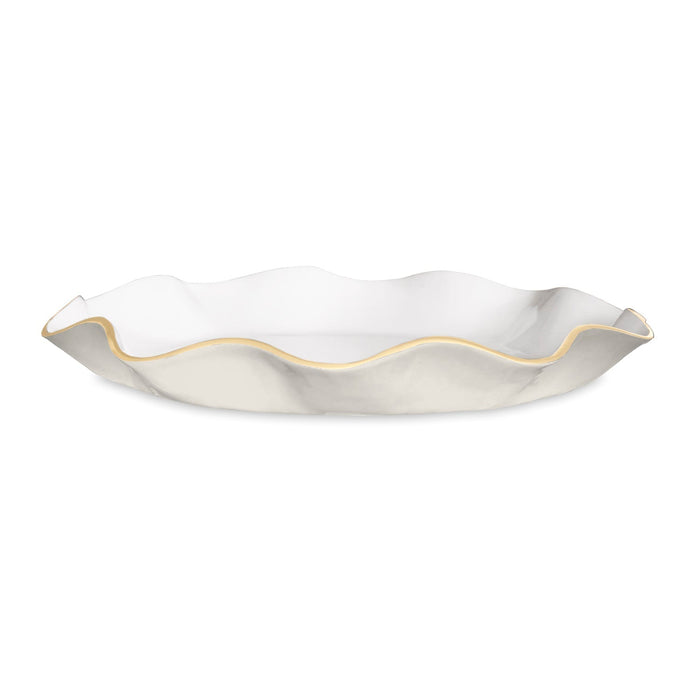 Cream, White & Gold Carola Large Round Serving Platter | Bone & Brass