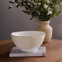 Cream & White Milano Medium Serving Bowl - Bowl Detail | Bone & Brass