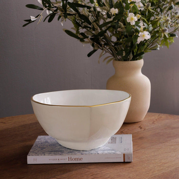 Cream & White Milano Medium Serving Bowl - Bowl Detail | Bone & Brass