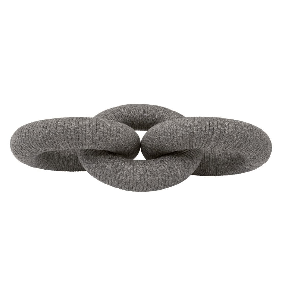 Dove gray polyolefin rope link decorative accessory, 16.5" wide, with a mahogany core.