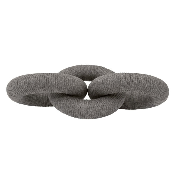 Dove gray polyolefin rope link decorative accessory, 16.5" wide, with a mahogany core.