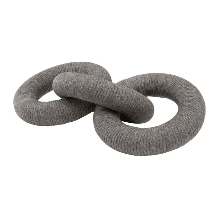 Dove gray polyolefin rope decorative link accessory, handcrafted mahogany core.