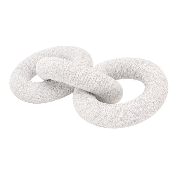 White speckle polyolefin rope decorative link, 16.5" wide, with a solid mahogany core.