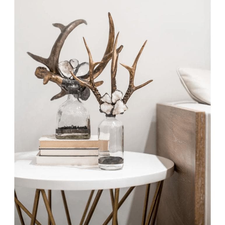 Criss Cross Decorative Glass Antler Bottle - Bottle Top View | Bone & Brass