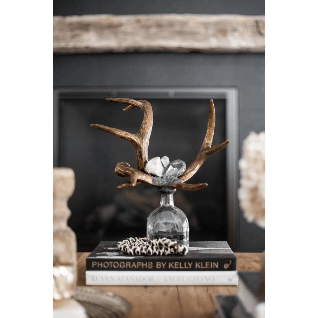 Criss Cross Decorative Glass Antler Bottle - Bottle Detail | Bone & Brass