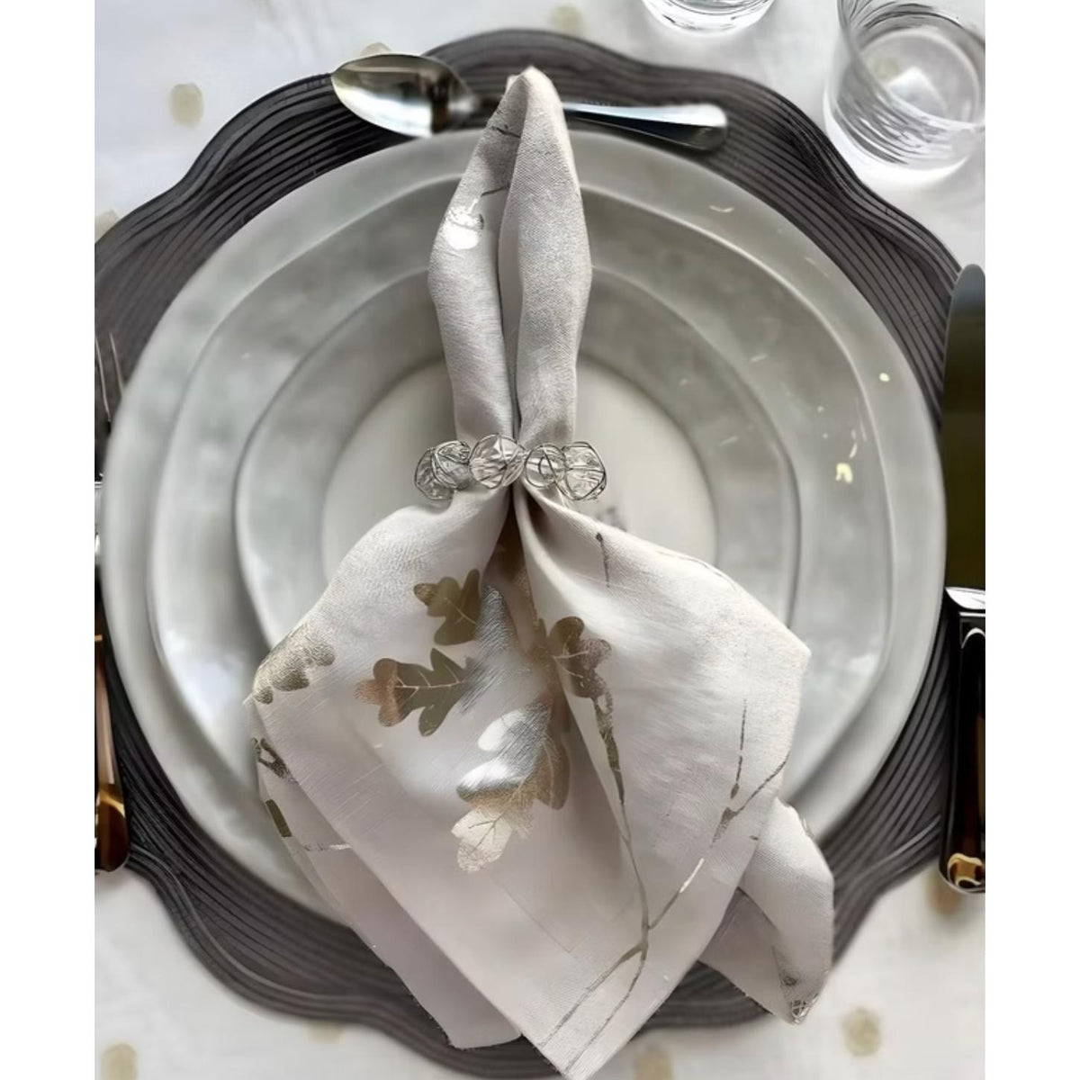 Crystal Bauble Napkin Ring | Gold or Silver, Set 4 - Ring Close Up | Bone & Brass