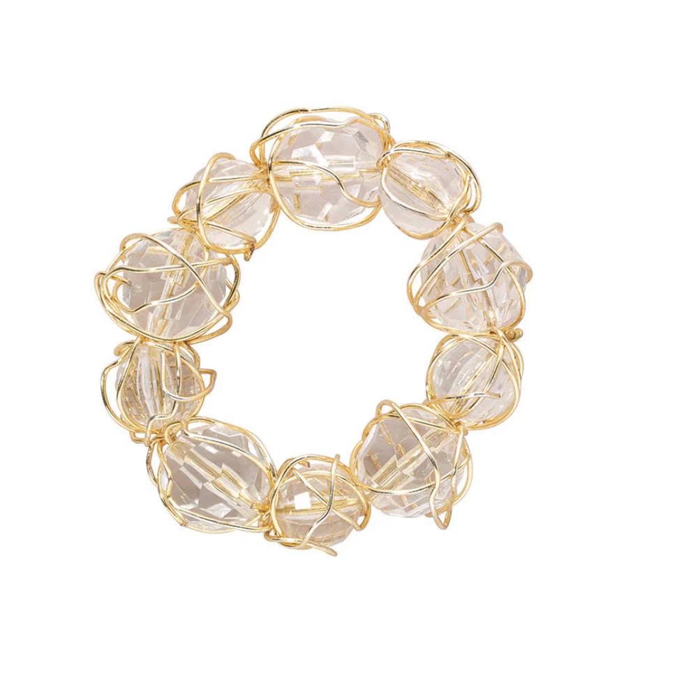 Crystal Bauble Napkin Ring | Gold or Silver, Set 4 | Bone & Brass