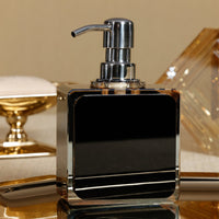 Crystal Tonal Black & Amber Glass Soap Dispenser - Dispenser Detail | Bone & Brass