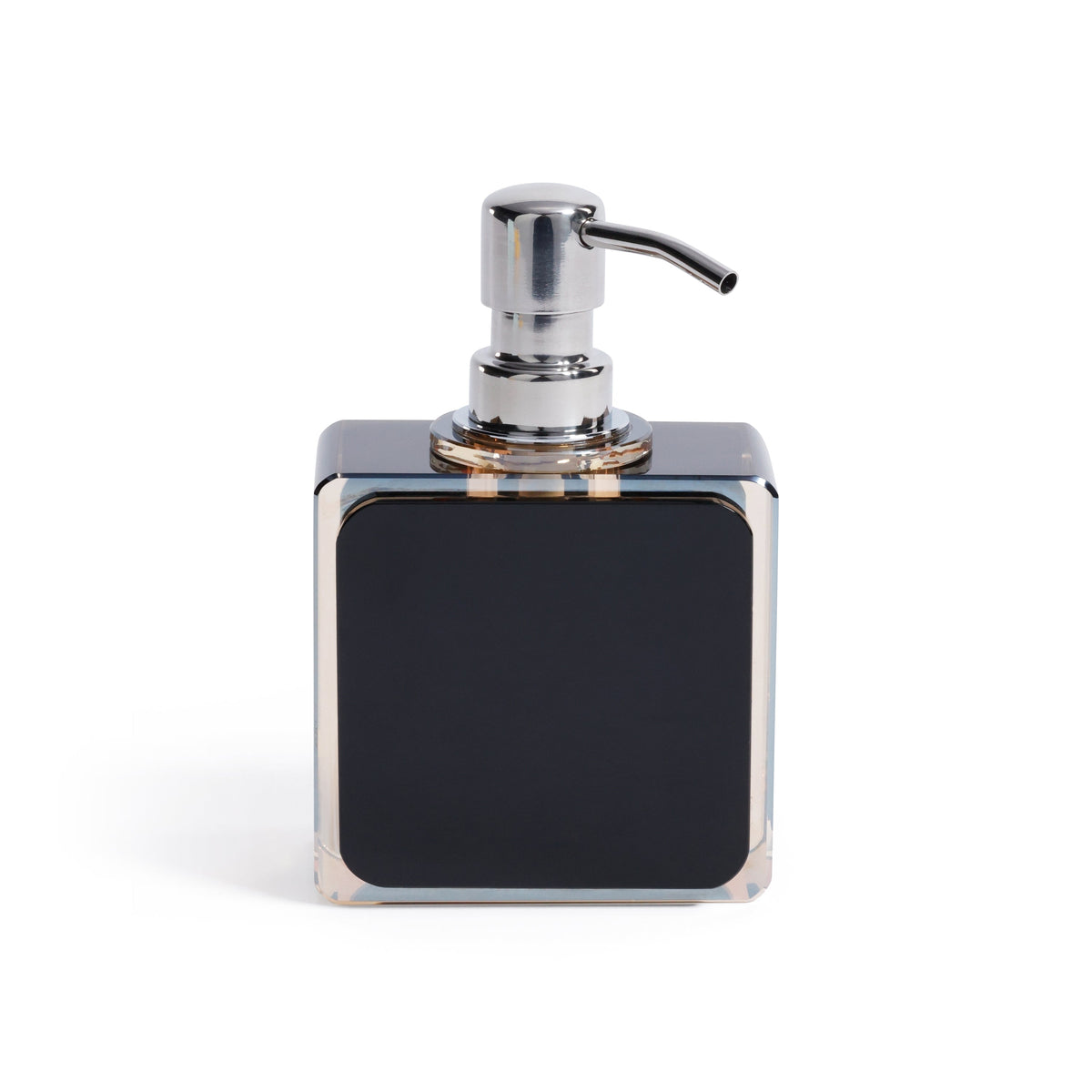 Crystal Tonal Black & Amber Glass Soap Dispenser - Dispenser Pump Detail | Bone & Brass