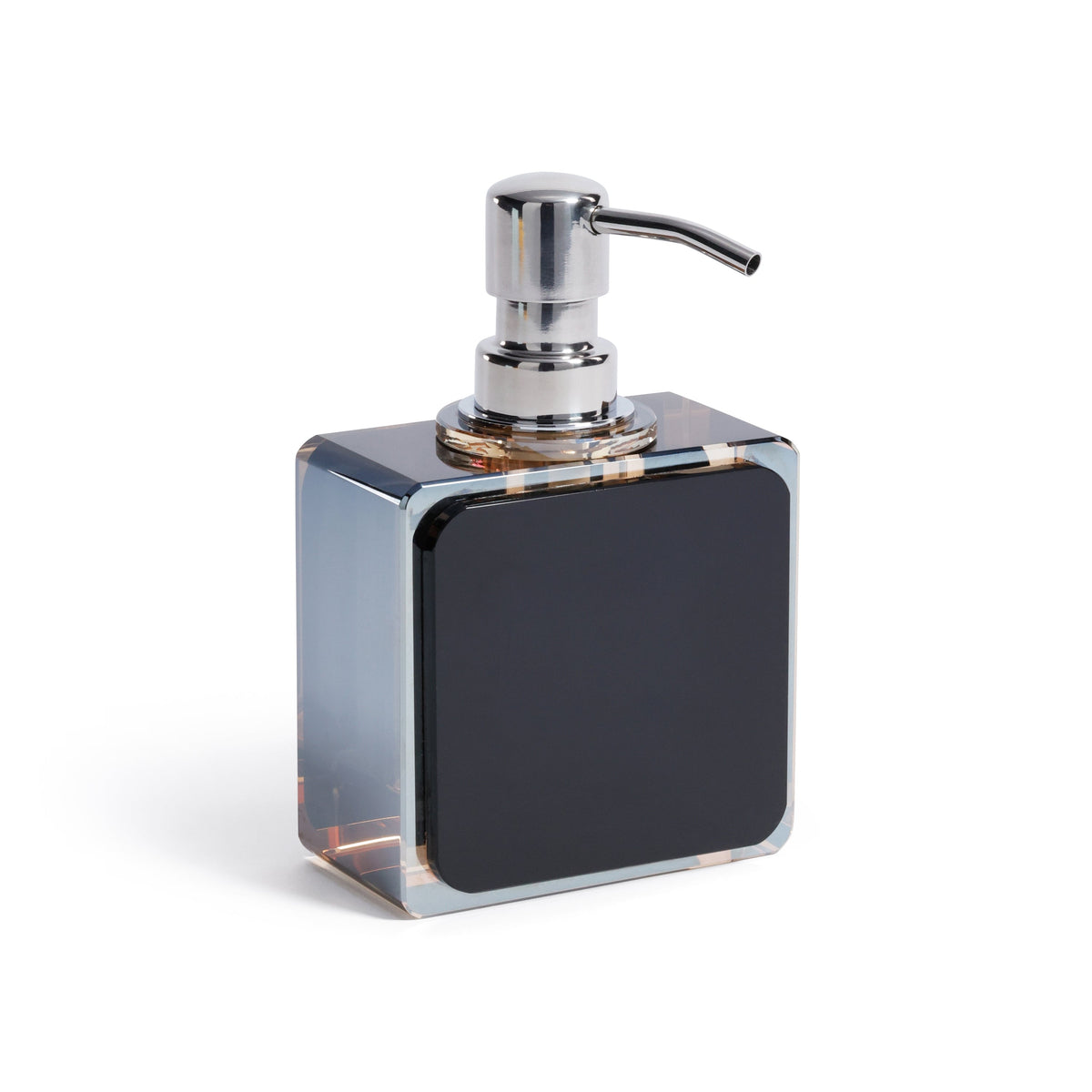 Crystal Tonal Black & Amber Glass Soap Dispenser | Bone & Brass