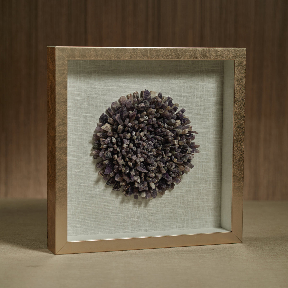 Crystaline Gold Framed Amethyst Crystal Wall Decor - Detail View | Bone & Brass