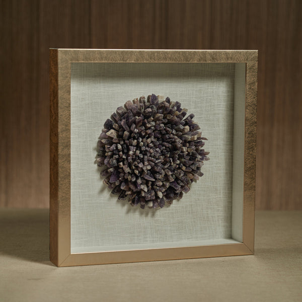 Crystaline Gold Framed Amethyst Crystal Wall Decor - Detail View | Bone & Brass