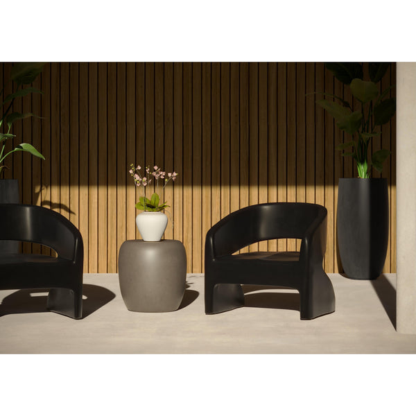 Cura Black Concrete Outdoor Lounge Chair - Outdoor Chair Side View | Bone & Brass