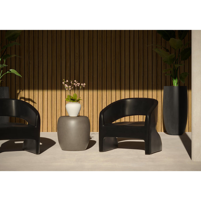 Cura Black Concrete Outdoor Lounge Chair - Outdoor Chair Side View | Bone & Brass