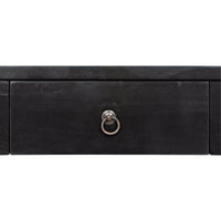 Curba hand-rubbed black mahogany desk drawer with metal ring pull hardware.