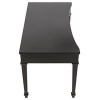 Curba hand-rubbed black mahogany desk with smooth curves and three drawers.