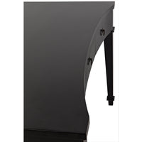 Curba Desk: Hand-rubbed black solid mahogany desk with smooth curves and three drawers.