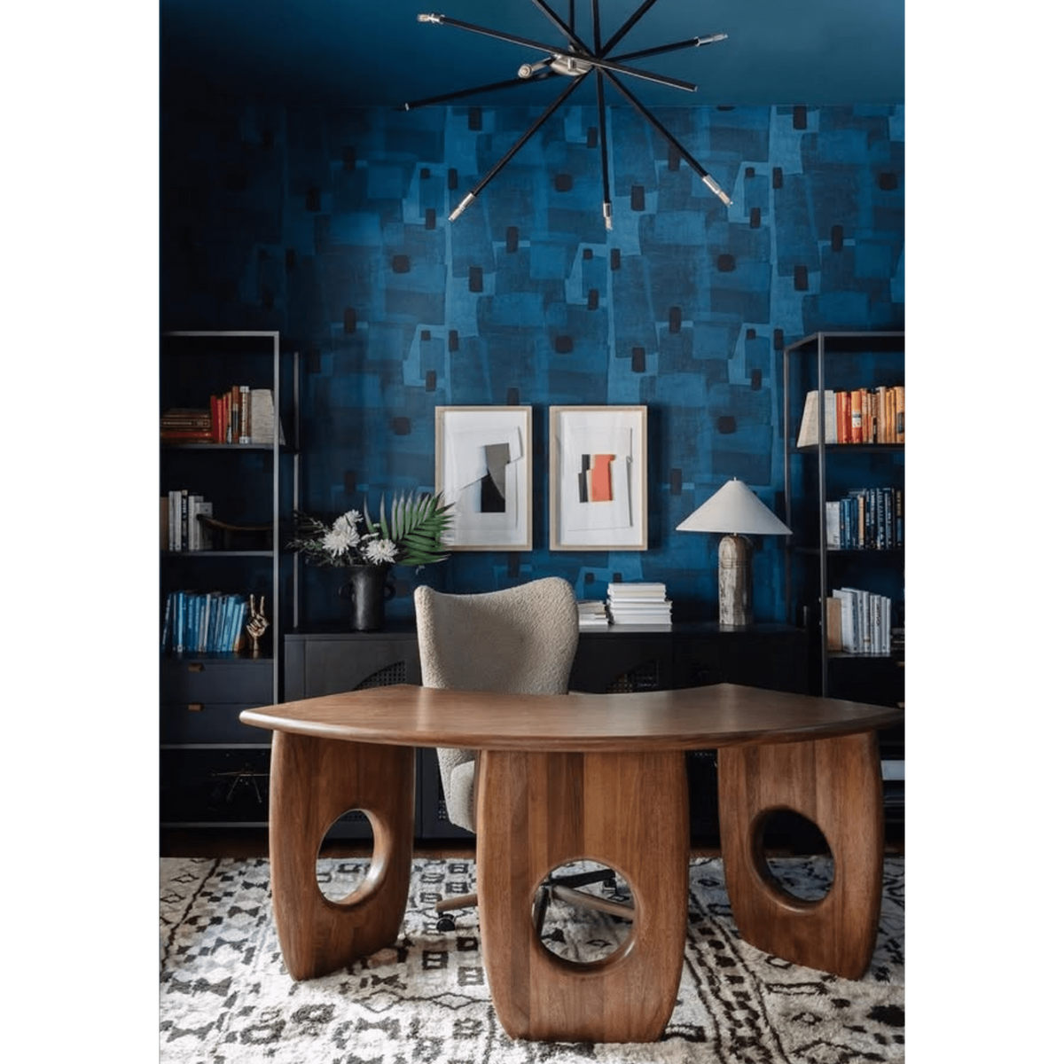 Dark Walnut Curved Office Desk