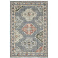 Cyprus Blue & Multi Outdoor Rug with traditional Persian and geometric patterns, made from durable polypropylene.