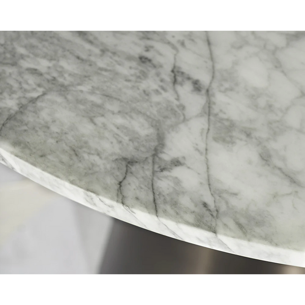 Damon Marble & Pewter Bistro Table - Table Side View | Bone & Brass