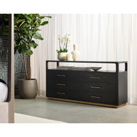 Danette Black Oak & Brass Dresser - Dresser Drawer Detail | Bone & Brass