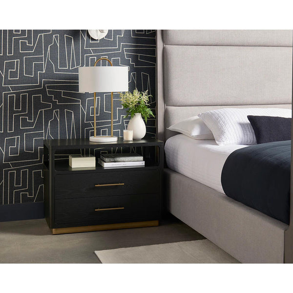 Danette Black & Brass Nightstand - Nightstand Side View | Bone & Brass