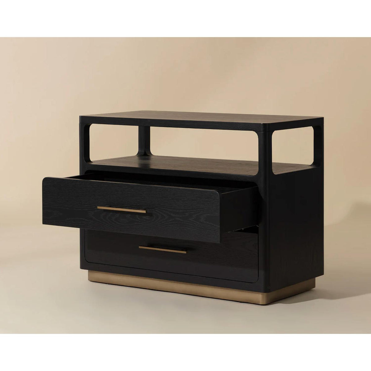 Danette Black & Brass Nightstand - Nightstand Drawer Detail | Bone & Brass