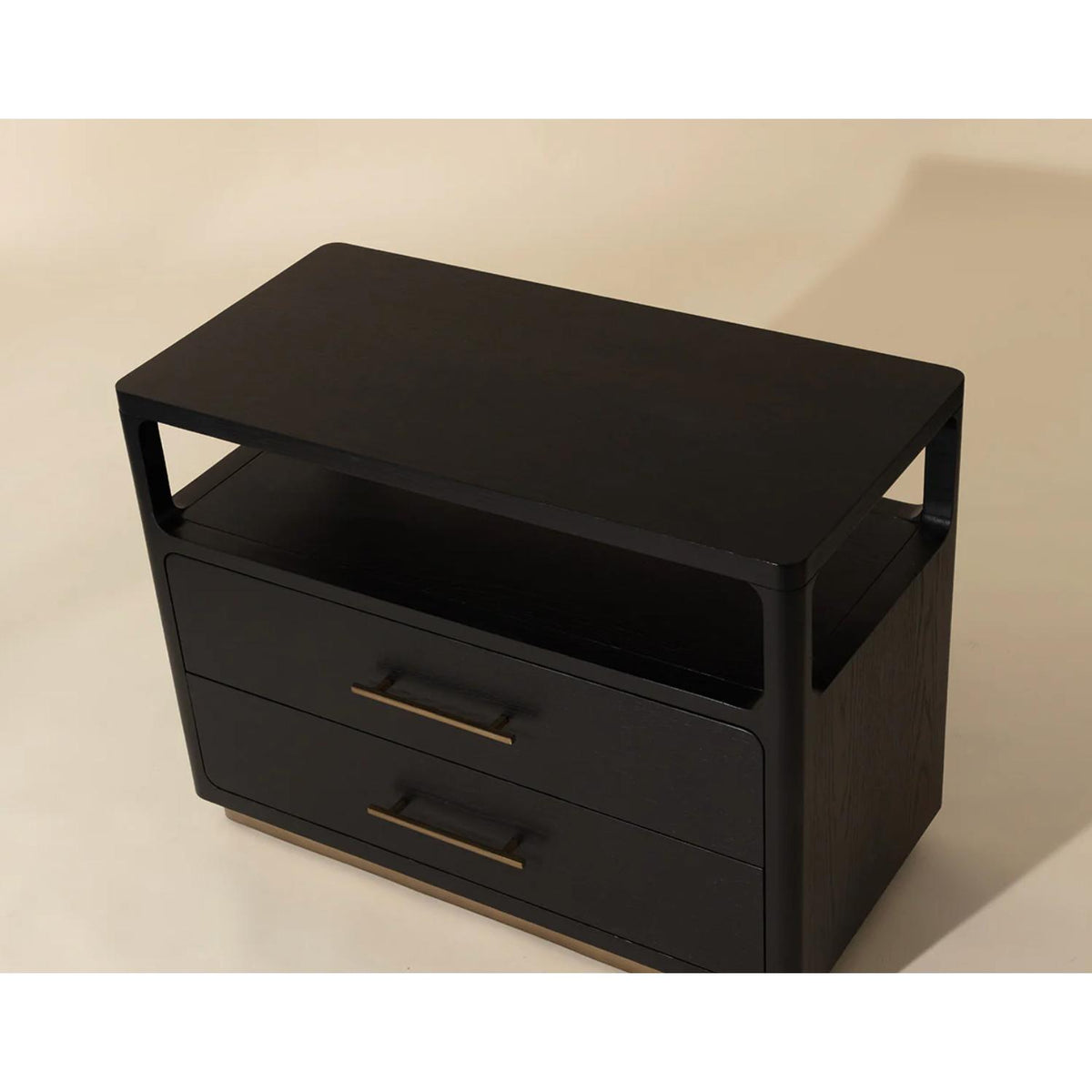 Danette Black & Brass Nightstand - Nightstand Top View | Bone & Brass