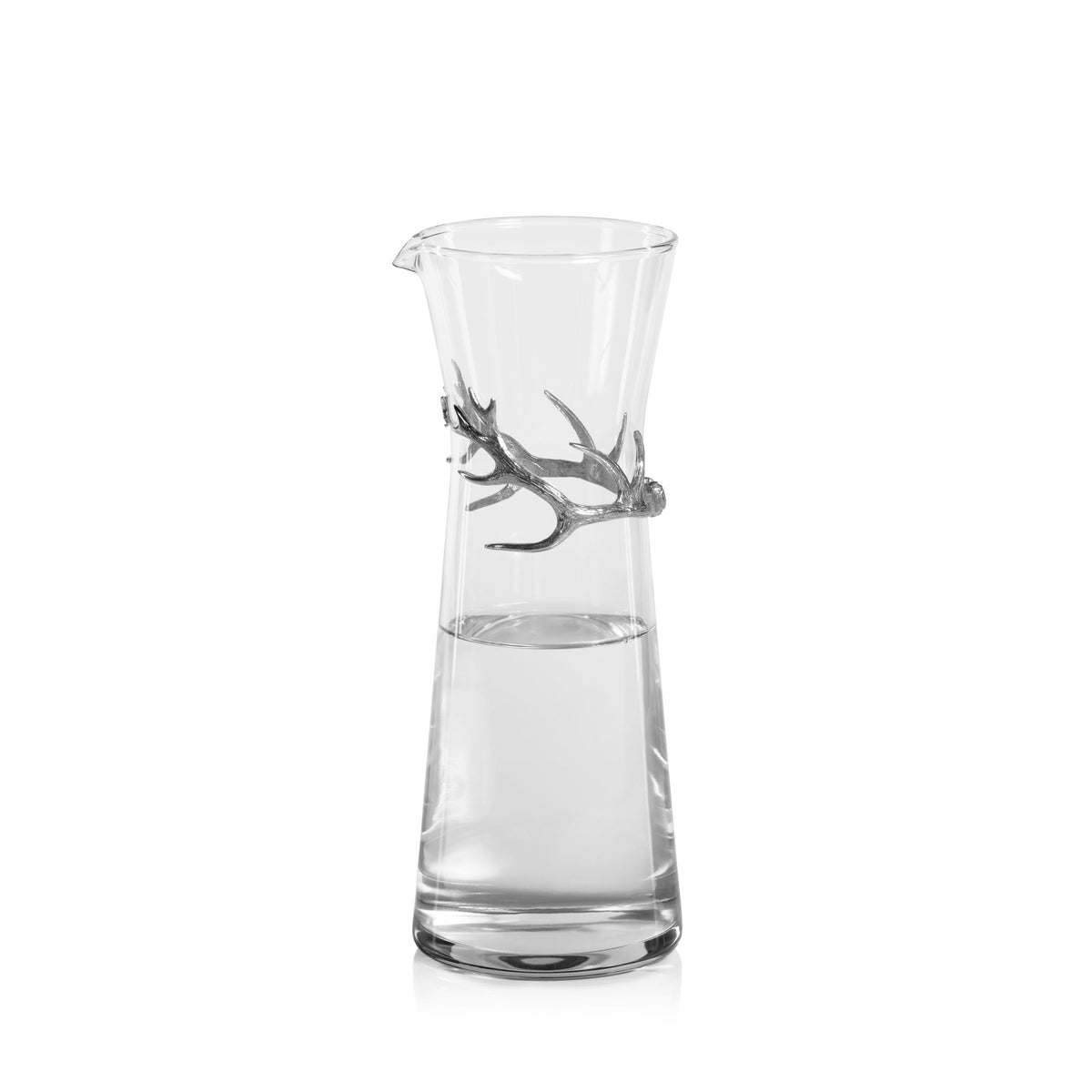 Davos Glass Carafe Pewter Antler - Carafe Top View | Bone & Brass