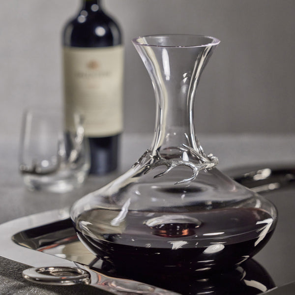 Davos Glass Wine Decanter Pewter Antler - Decanter Detail | Bone & Brass