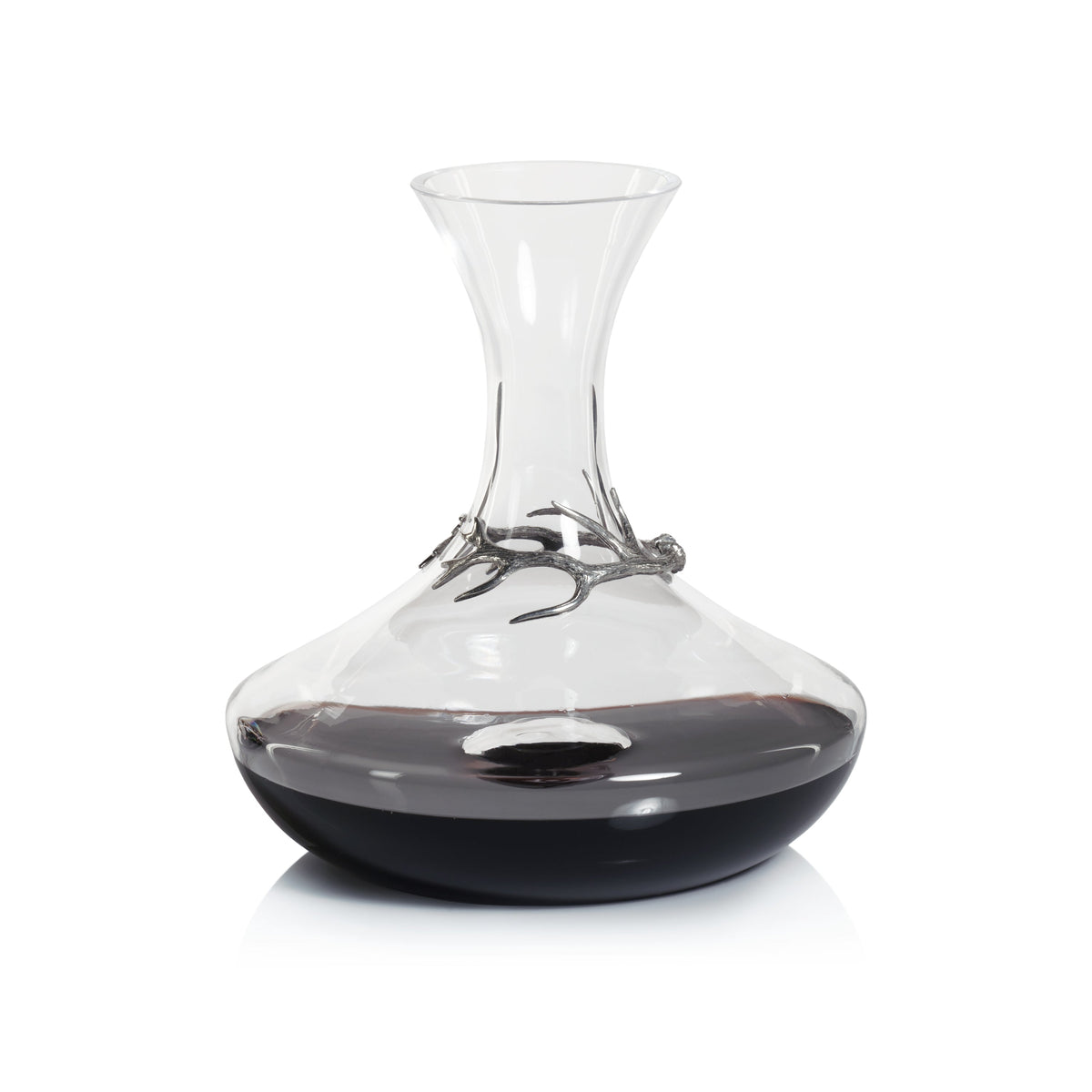 Davos Glass Wine Decanter Pewter Antler - Decanter Stopper Detail | Bone & Brass