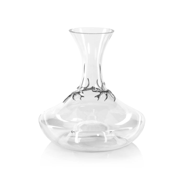 Davos Glass Wine Decanter Pewter Antler | Bone & Brass