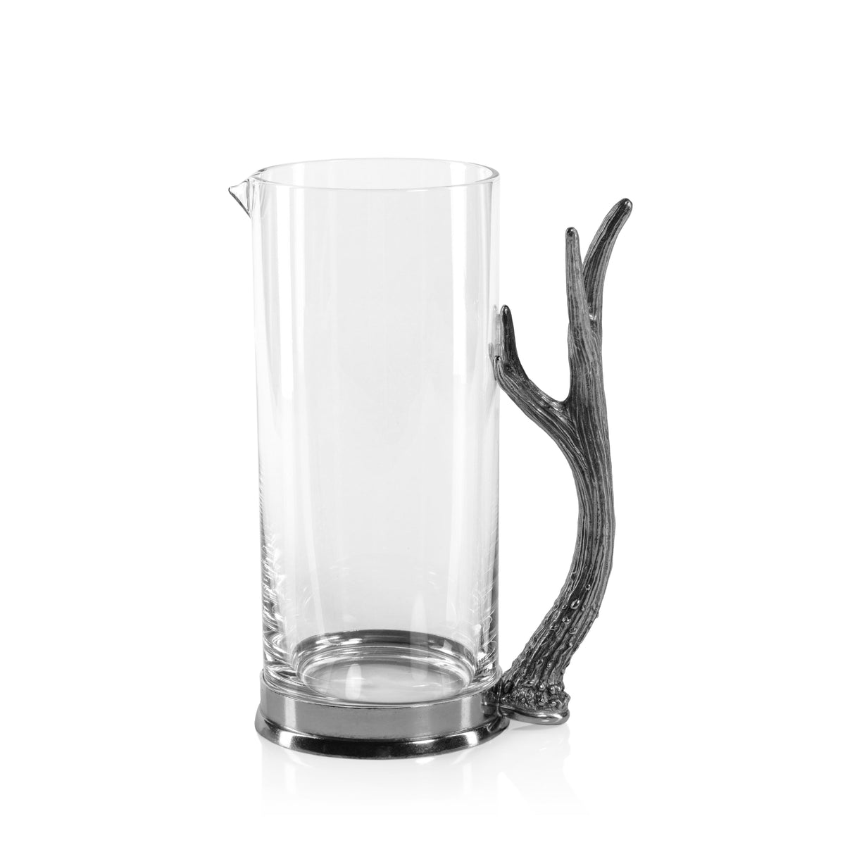 Davos Rock Glass Pitcher Pewter Antler Handle | Bone & Brass
