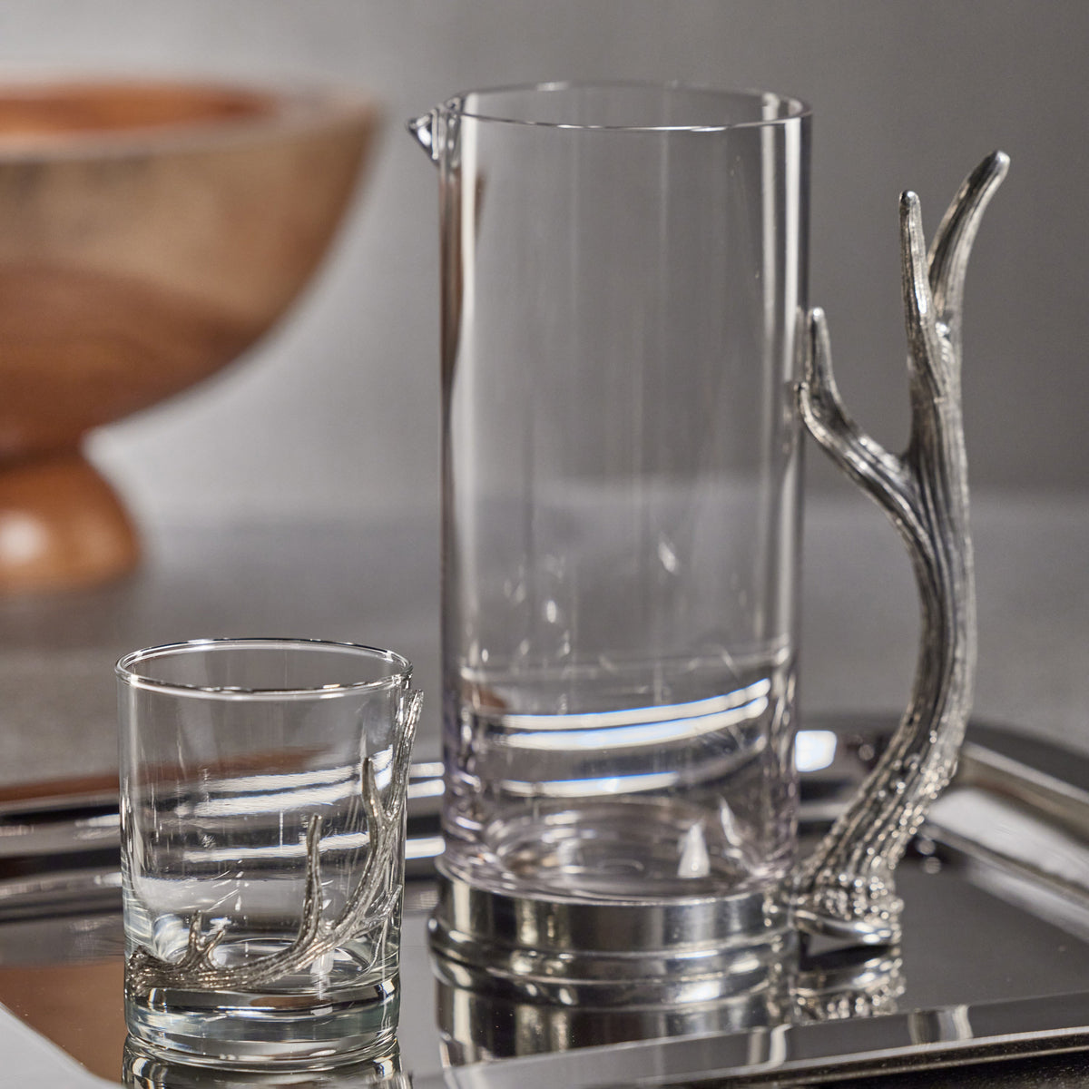 Davos Rock Glasses Pewter Antler, Set 2 - Glass Detail | Bone & Brass