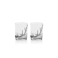 Davos Rock Glasses Pewter Antler, Set 2 - Glass Side View | Bone & Brass