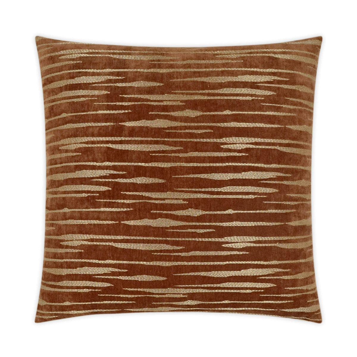 Davos Rust Throw Pillow, a 24" square luxury designer accent pillow with a textured rust and gold pattern.
