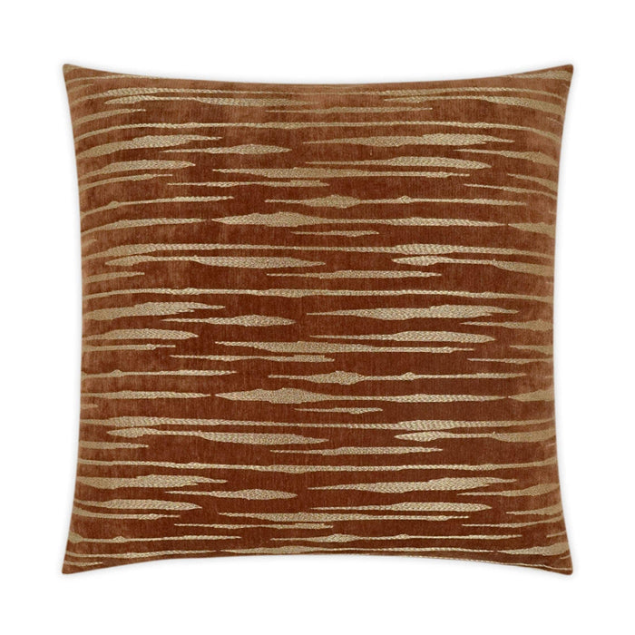 Davos Rust Throw Pillow, a 24" square luxury designer accent pillow with a textured rust and gold pattern.