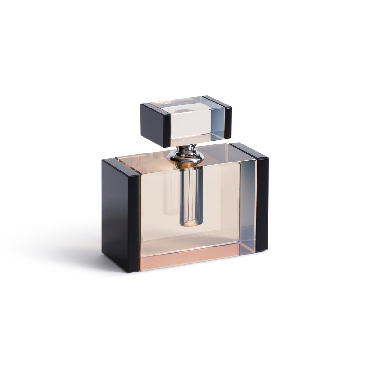 Decorative Crystal Tonal Black & Amber Glass Perfume Bottle | Bone & Brass