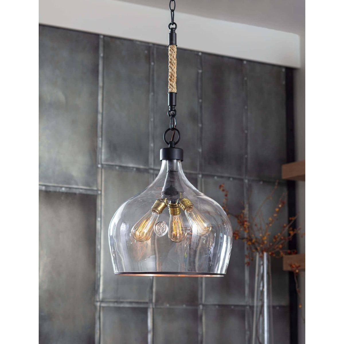 Demi John Pendant Large - Pendant Installed | Bone & Brass