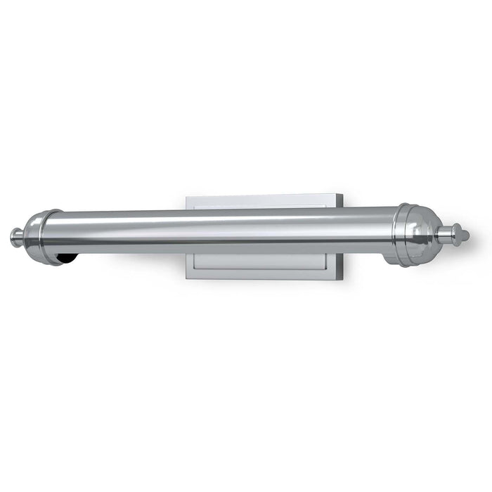 Devon large picture light in polished nickel, featuring a sleek, modern cylindrical design with metal detailing.