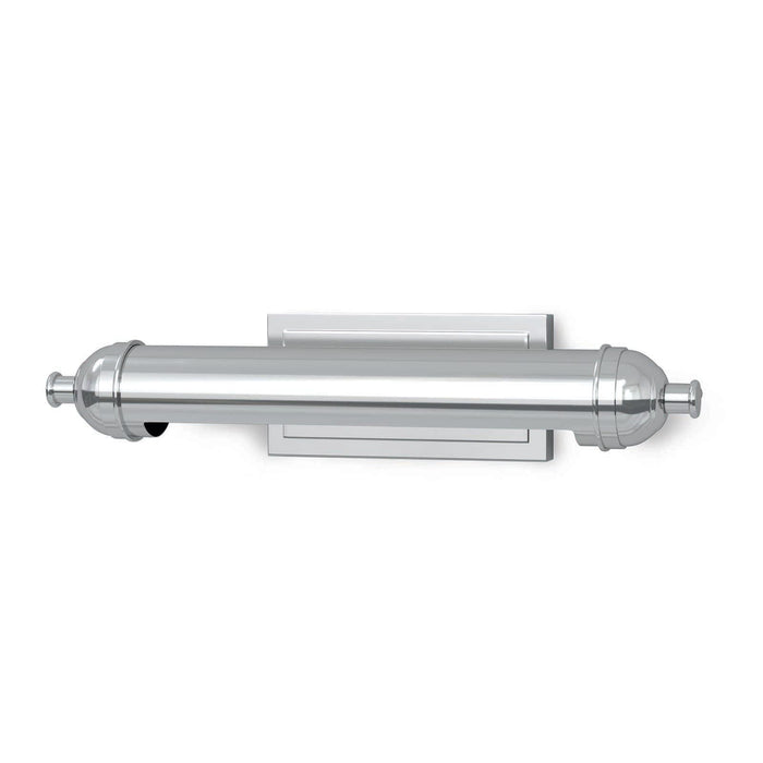 Devon Small Picture Light in polished nickel, a sleek, modern fixture with a cylindrical shade and metal detailing.